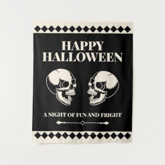 Tenture Crânes riants d'Halloween amusement et effroi