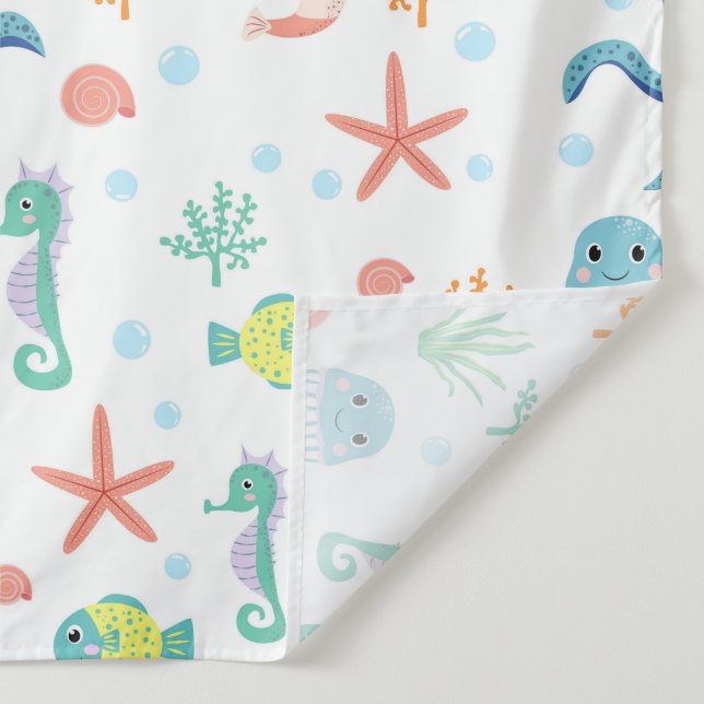 Tenture Créatures marines sous-marines fantaisistes (Détail)
