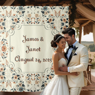 Tenture Crème à beurre clair Mariage floral fond