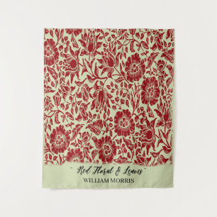 Tenture Crème rouge Turquoise moderne William Morris Feuil