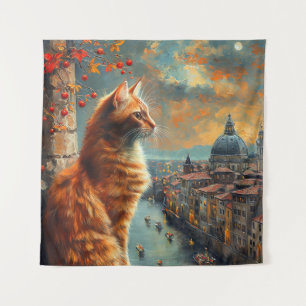 Tenture Crépuscule à Venise Chat roux sur un canal