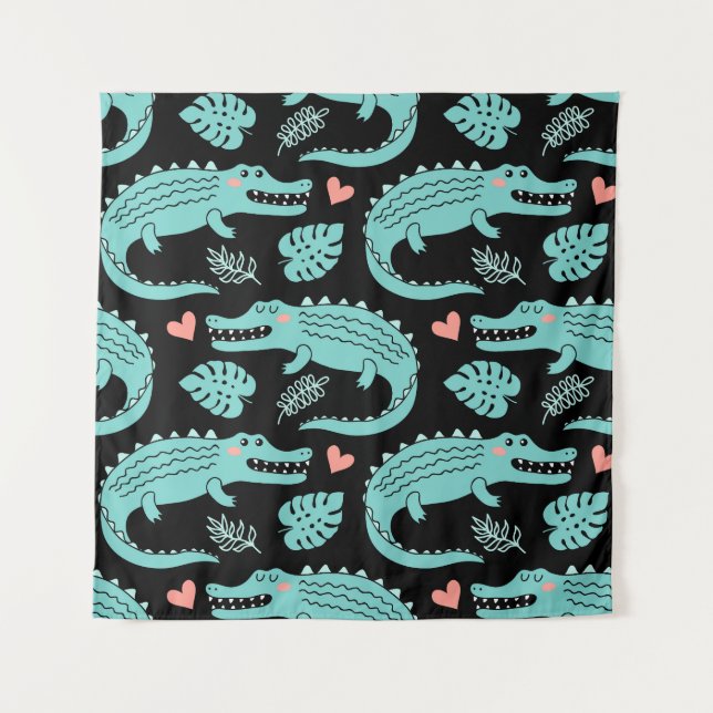 Tenture Crocodiles de caricatures, motif mignon sans soudu (Devant)