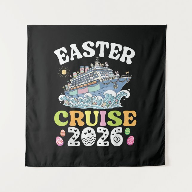 Tenture Croisière de Pâques 2026 Vacances Navire de Lapin  (Devant)