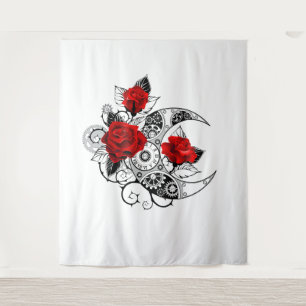 Tenture Croissant mécanique avec roses rouges