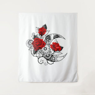 Tenture Croissant mécanique avec roses rouges