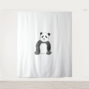 Tenture Croquis de panda en noir et blanc