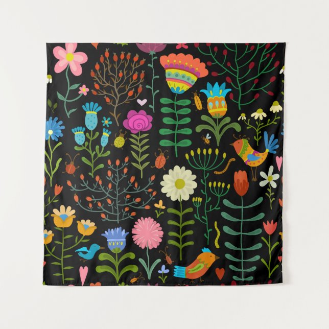 Tenture Croquis floral, motif artistique sans couture. (Devant)