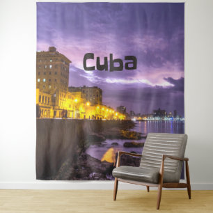 Tenture Cuba La Havane Rivage Lumières De La Ville La Nuit