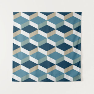 Tenture Cubes bleus : Motif géométrique sans couture