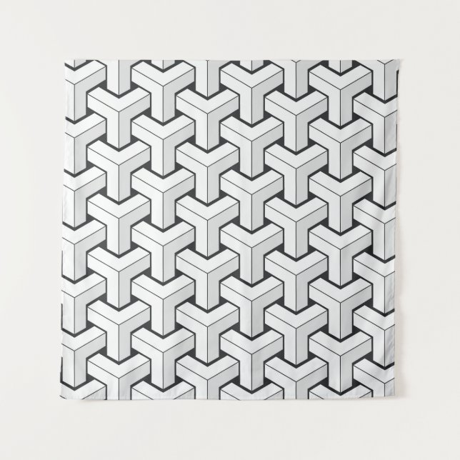Tenture Cubes isinaux Noir Blanc Motif (Devant)