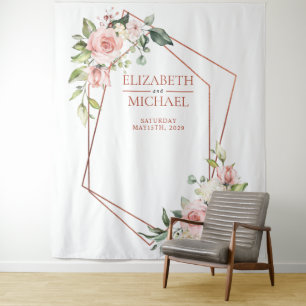 Tenture Cuivre Géométrique Floral Rose Pêche