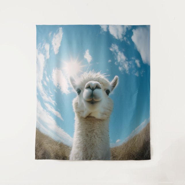 Tenture Curieux Alpaca sous le soleil (Devant)