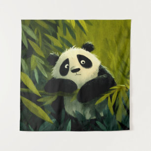Tenture Curieux Panda Coup d'œil au bambou