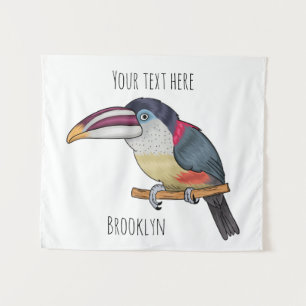 Tenture Curl crested aracari bird cartoon