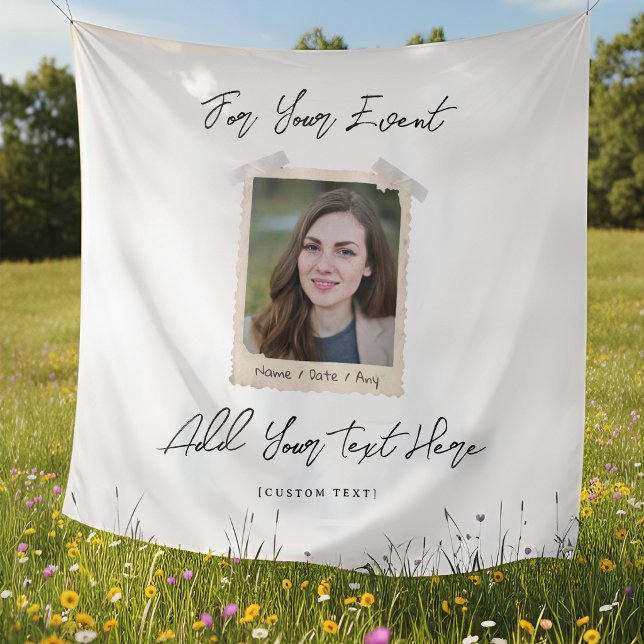 Tenture Custom All Events Banner, Minimalist Photo & Text  (Custom All Events Banner, Minimalist Photo & Text Tapestry)
