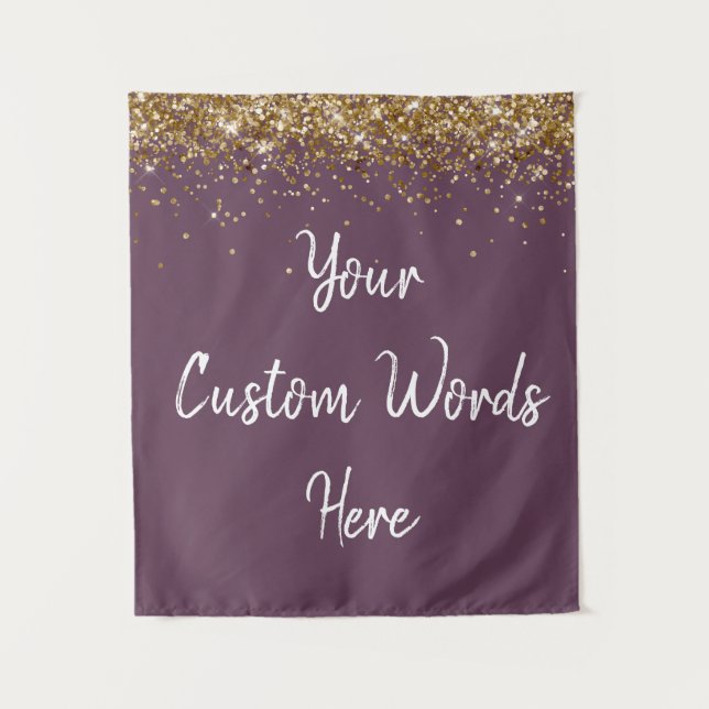 Tenture Custom Amethyst & White Personalized Photo Booth (Devant)