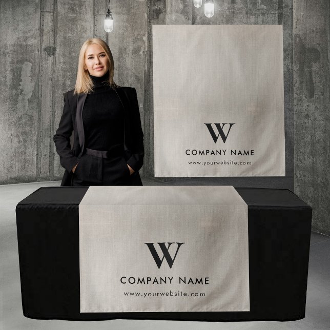 Tenture Custom Business Table Runner Banner Beige Linen (Custom Business Table Runner Banner Beige Linen Tapestry)