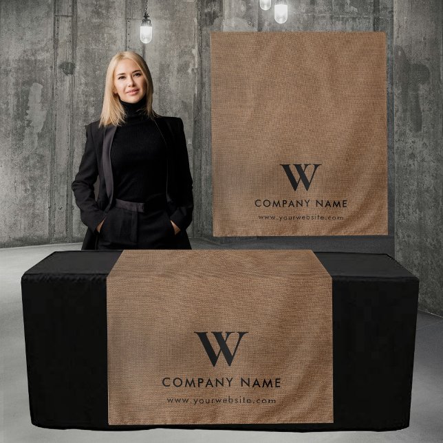 Tenture Custom Business Table Runner Banner Brown Linen (Custom Business Table Runner Banner Brown Linen Tapestry)