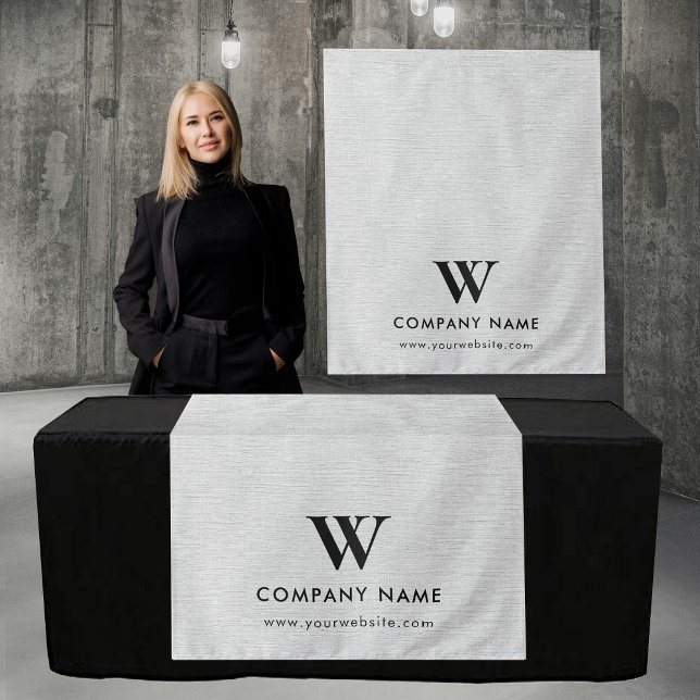 Tenture Custom Business Table Runner Banner Gray Linen (Custom Business Table Runner Banner Gray Linen Tapestry)