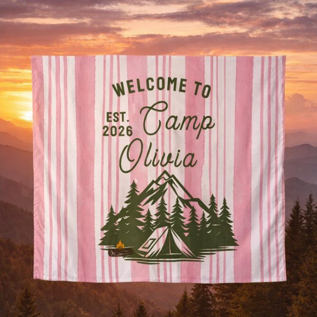 Tenture Custom Camp Bachelorette Pink Stripe (Créateur téléchargé)