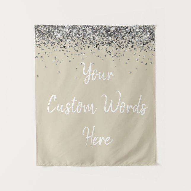 Tenture Custom Champagne & Silver Personalized Photo Booth (Devant)