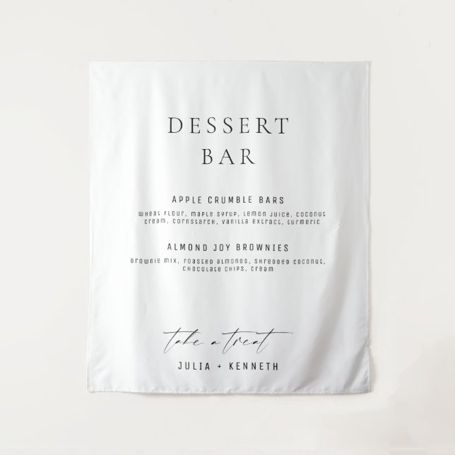 Tenture Custom Dessert Menu Wedding Fabric (Devant)