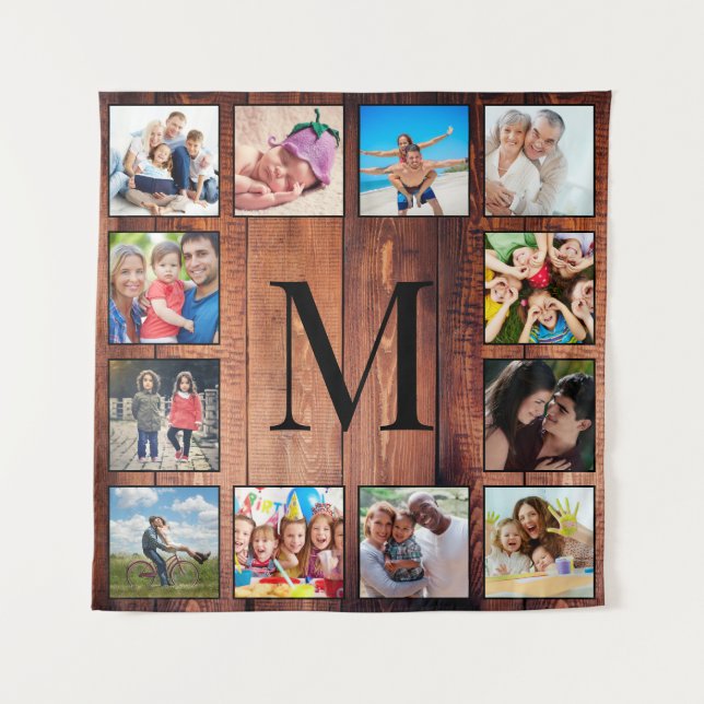 Tenture Custom Family Photo Collage Reclaimed Wood (Devant)