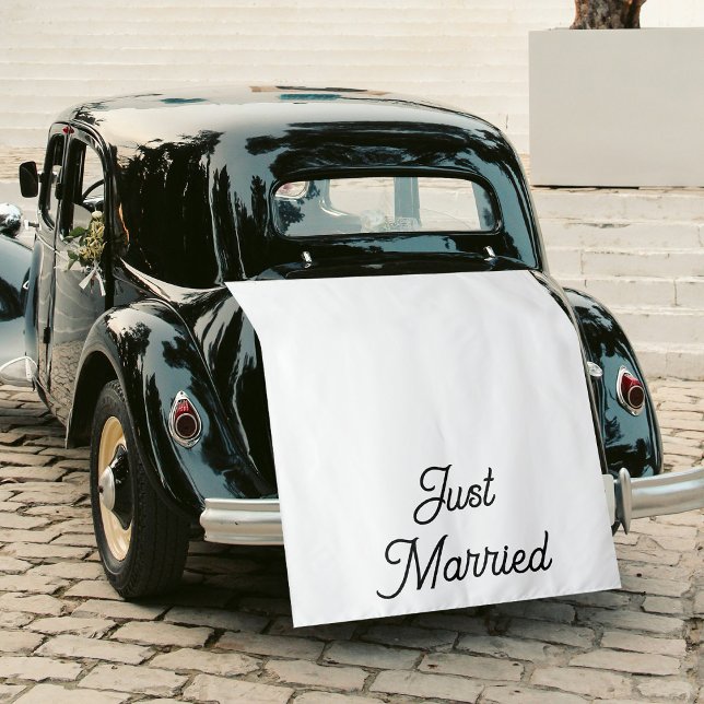 Tenture Custom Just Married Fabric Car Wedding Banner Sign (Custom Just Married Fabric Car Banner Sign Tapestry)