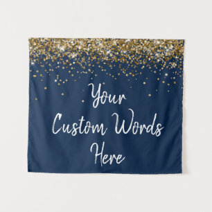 Tenture Custom Navy Blue Gold Anniversaire de la fête Phot
