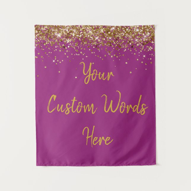 Tenture Custom Raspberry & Gold Birthday Party Photo Booth (Devant)