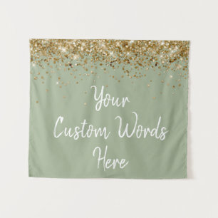 Tenture Custom Sage Green Anniversaire Party Gold Photo Bo