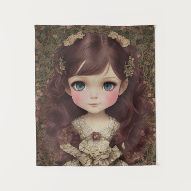 Tenture Cute Adorable Style Vintage Chibi Kawaii Girl Art (Devant)