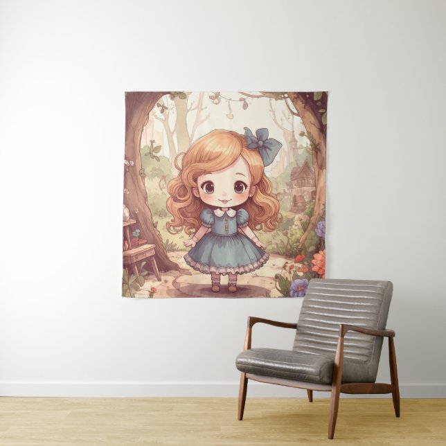 Tenture Cute Alice Adventures Wonderland Woodland Art (En situation)