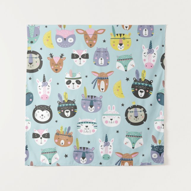 Tenture Cute Animal Tribal : Boho Motif (Devant)