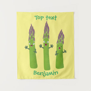 Tenture Cute asperges chantant un trio végétal dessin anim