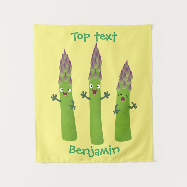 Tenture Cute asperges chantant un trio végétal dessin anim (Devant)