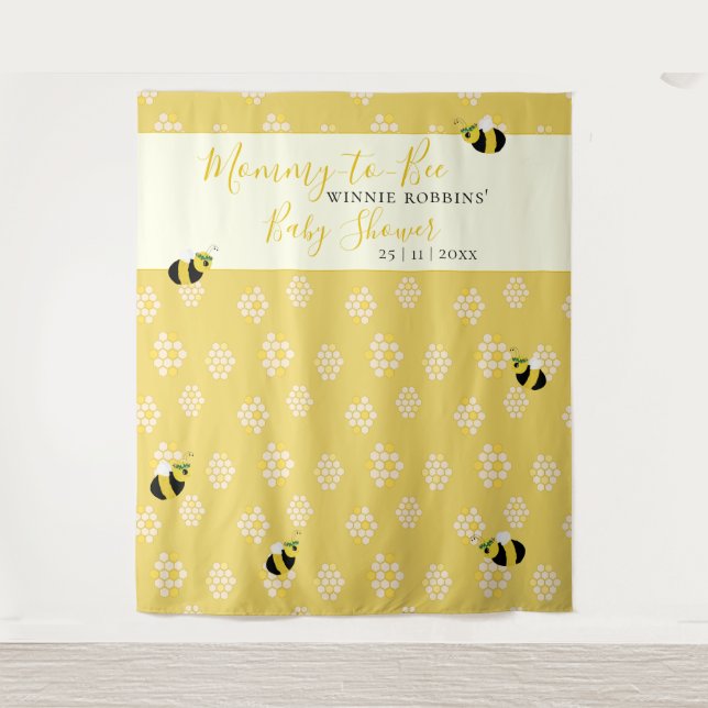 Tenture Cute Bee Nid d'abeille Maman abeille Baby Shower P (Devant)