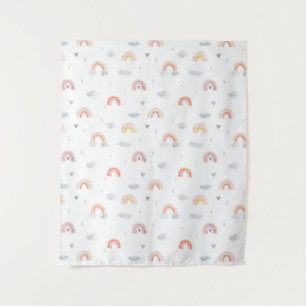 Tenture Cute Boho arc-en-ciel et nuages