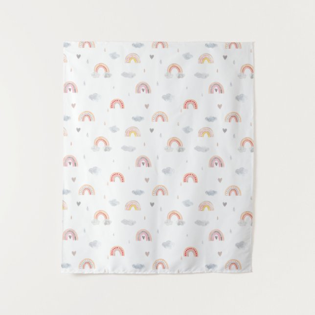 Tenture Cute Boho arc-en-ciel et nuages (Devant)