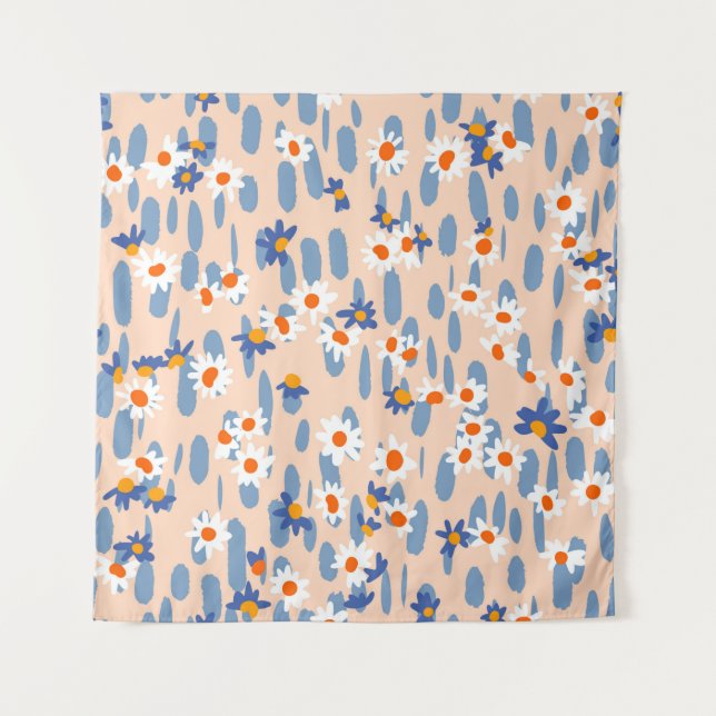 Tenture Cute botanical seamless pattern. Small daisies sca (Devant)