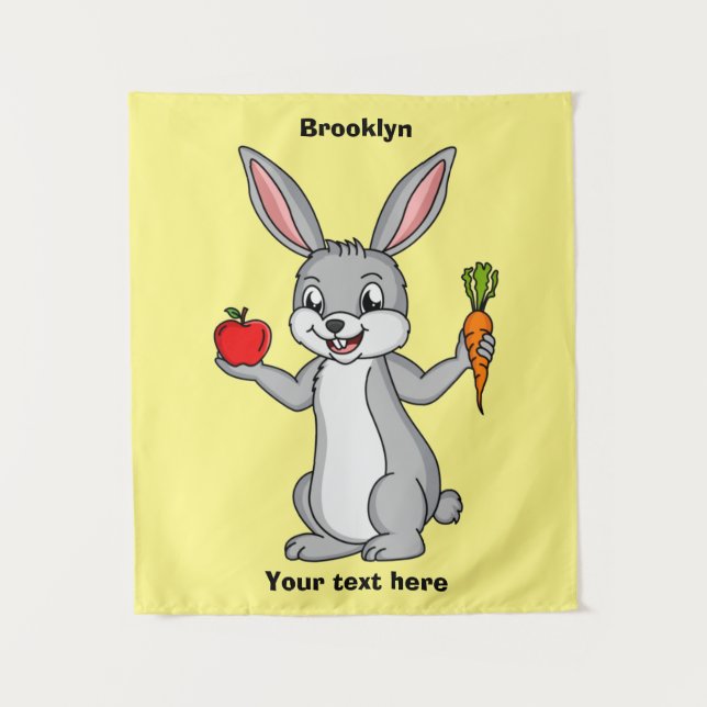 Tenture Cute bunny rabbit with vegetables (Devant)