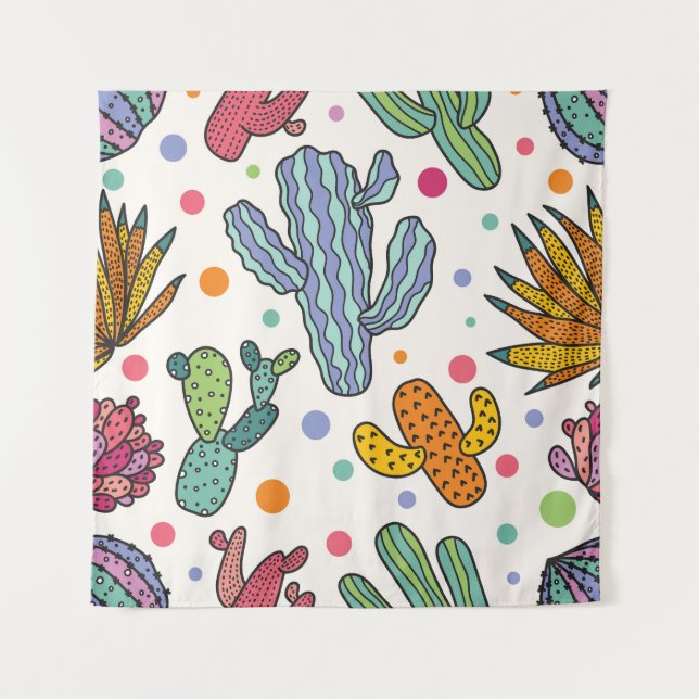 Tenture Cute Cactus Vintage Motif sans couture (Devant)