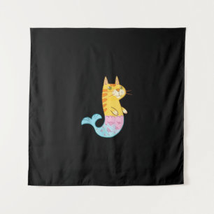Tenture Cute Cat Mermaid Poisson Nager En Mer Cadeau