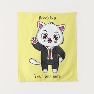 Tenture Cute chaton chat en costume d'affaires dessin anim