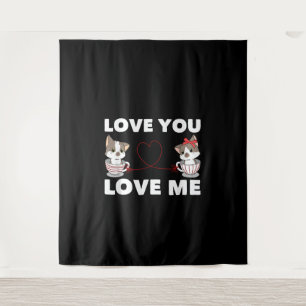 Tenture Cute Coeur Chat Amour Romantique Couple Kitten Cad