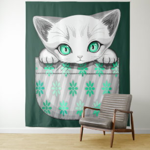 Tenture Cute de chat et pointe joueuse à partir d'une poch