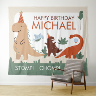 Tenture Cute Dinosaur Anniversaire Photo Booth Backdrop