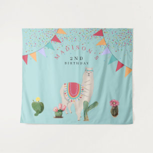 Tenture Cute Fiesta Llama & Cactus Anniversaire de enfant