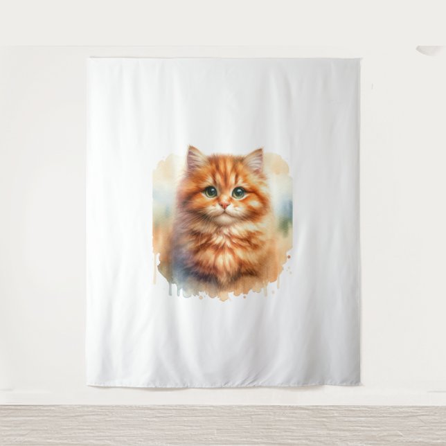 Tenture Cute Ginger Tabby Chat T-shirt classique (Devant)