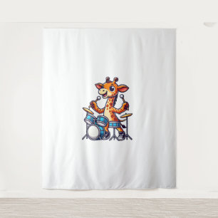 Tenture Cute Giraffe Jouer Drums Giraffes Drummer Musique